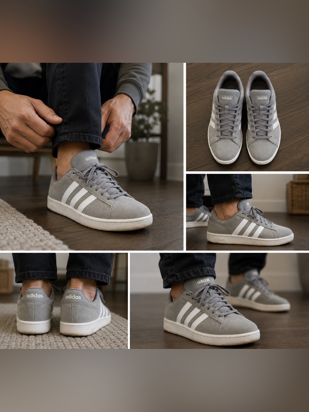 Adidas Grand Court Men’s Size 8 Gray Suede lifestyle sneakers